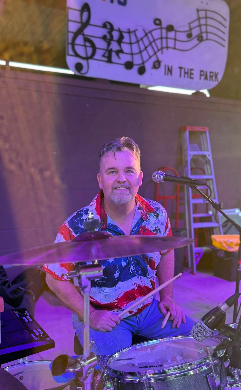 Band member performing live