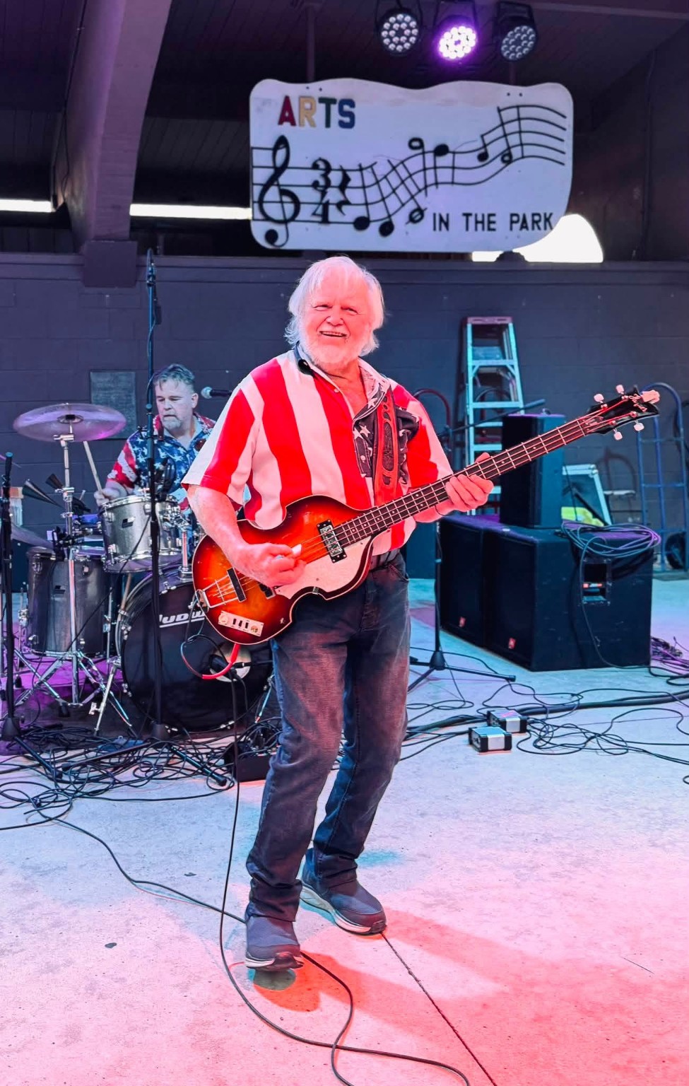 Band member performing live