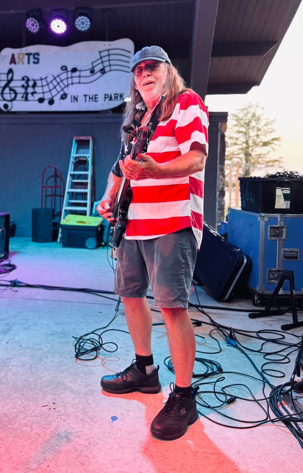Band member performing live