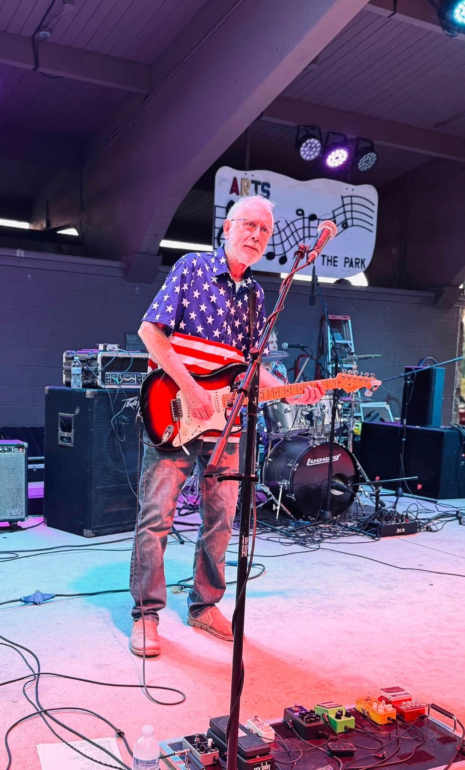 Band member performing live